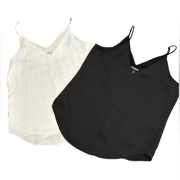 Express V-Neck Camisoles with Adjustable Straps — 2 — 1 Black and 1 White XS - Picture 1 of 2